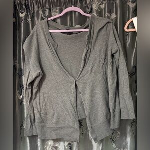 Gray Button-Up Cardigan Sweater